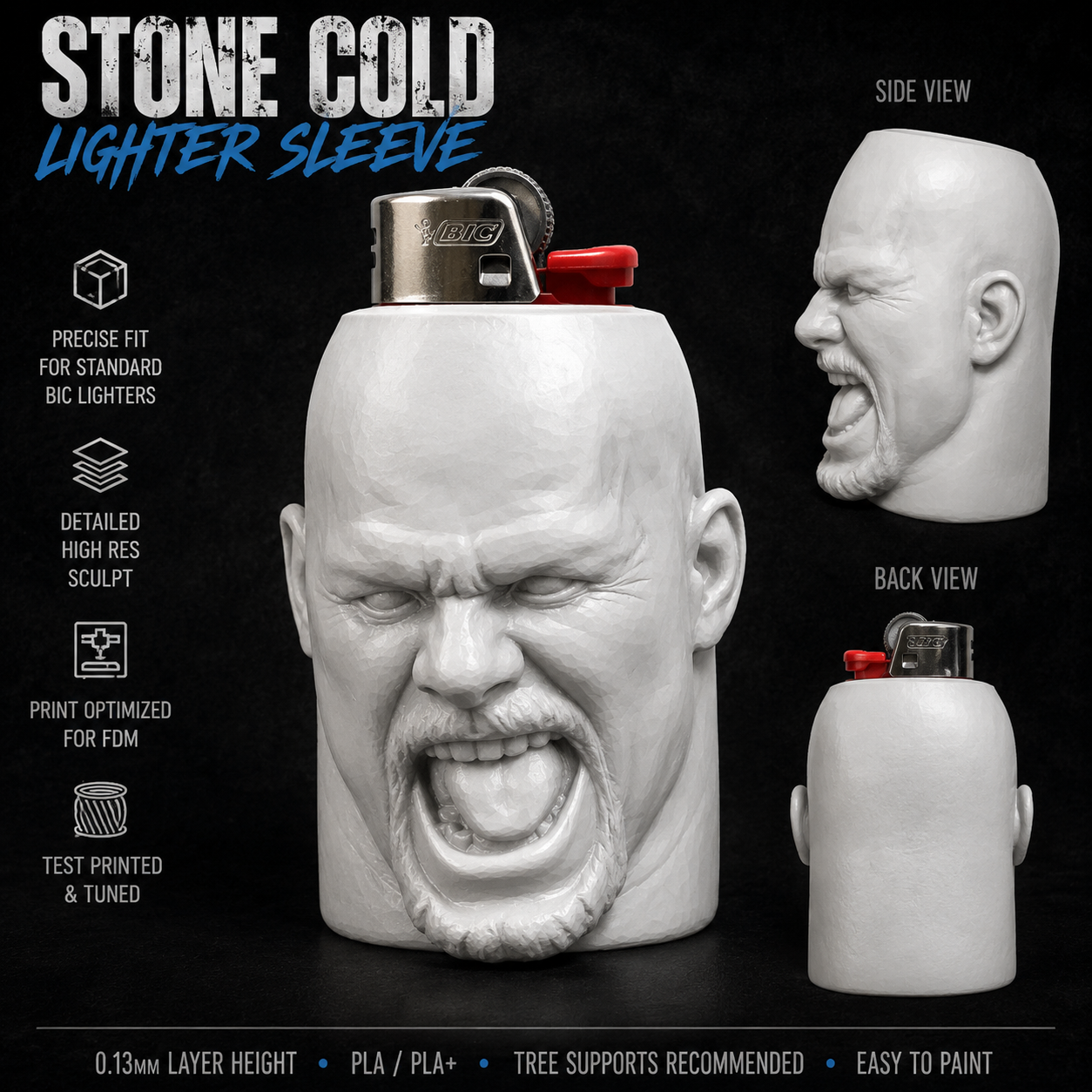 Stone Cold Lighter Sleeve STL
